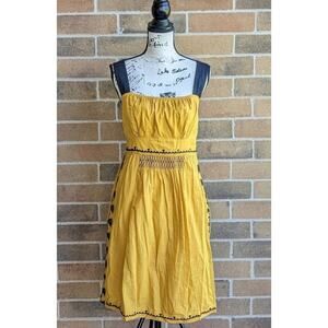 Anthropologie Yellow Strapless Midi Dress